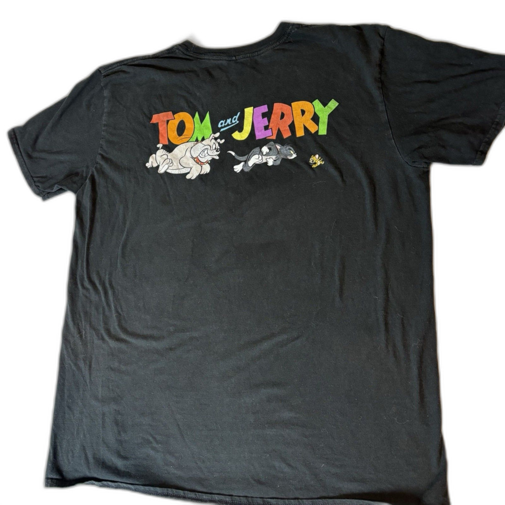 Tom and Jerry Cartoon Black Men's T-Shirt Size XL